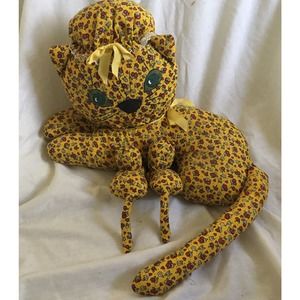 Vintage 1970s Handmade Cat Nursing Kittens Plush Stuffed Animal Vintage Plush